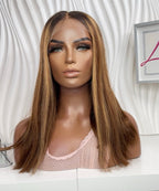 Brown Blunt Cut w/ Highlights